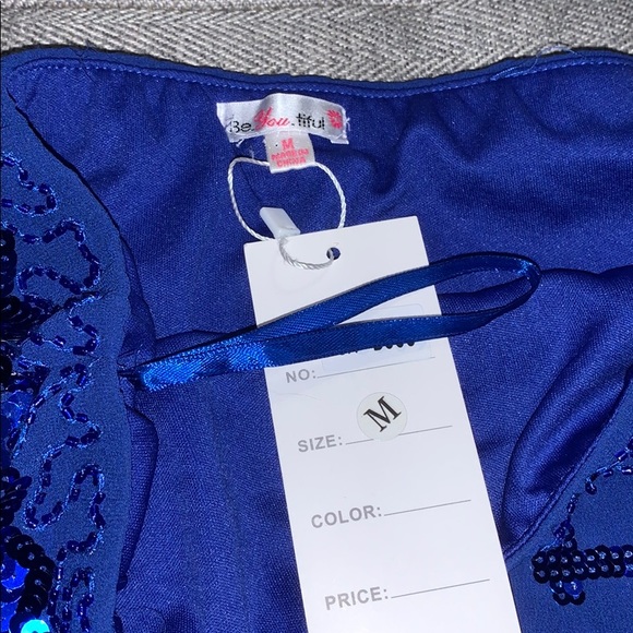 Blue Sparkly Mini Skirt - Picture 3 of 3